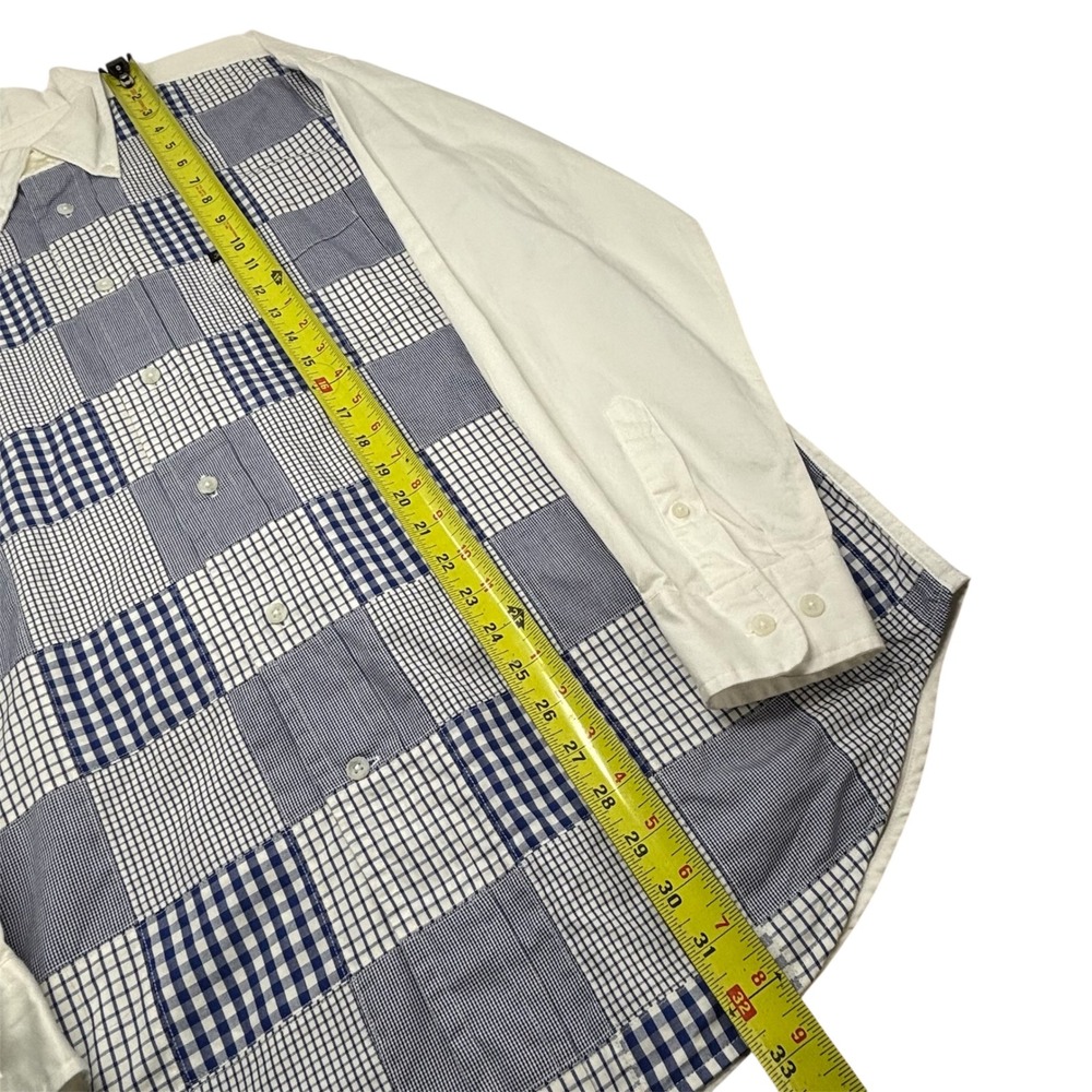 Faconnable Patchwork Check Button Down Shirt Men … - image 2